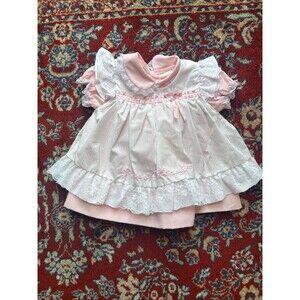 Vintage Mayfair Baby Girl Pink Lace Dress 3-6M Heirloom Boutique 2pc